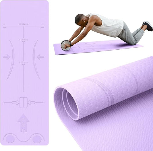 Exercise Equipment Mat for Ab Roller Wheel, Non Slip Abdominal Knee Mat, 6mm Thick Home Gym Floor Pad for Yoga, Pilates, Skipping, 72"L X 24"W X 0.24"Th, TPE-FlexoryFit