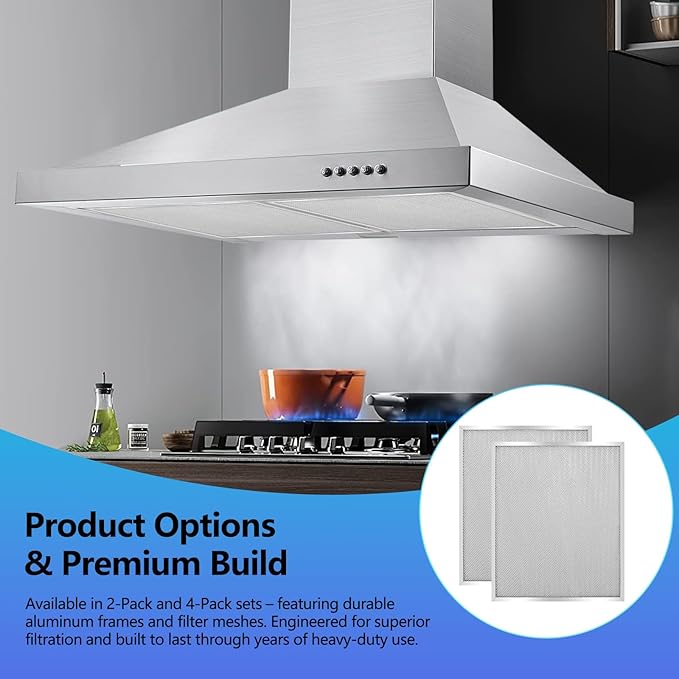 4 Pack-BPS1FA30 Range Hood Filter-11-3/4" x 14-1/4" x 3/8" -Aluminum Mesh Filter-Exact Fit Bro.an QS1 30" Nu.tone WS1 QS2 Range Hood Replaces 99010299 BPS2FA30 99010305 S99010305 AP3378953 by Keyteam