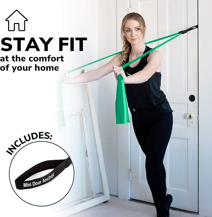 7Ft Long Resistance Bands for Stretching - Resistance Bands Set with Door Anchor - Exercise Bands Including Carry Pouch, E-Book & App - Latex-Free Workout Bands-FlexoryFit