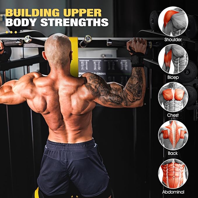 HPYGN Pull Up Assistance Bands, Heavy Duty Resistance Band for Pull Up Bar, Adjustable Weight/Size with Fabric Feet/Knee Rest, Bands for Pull Up Assist for Strength Training, Pull Up Assist Band-FlexoryFit
