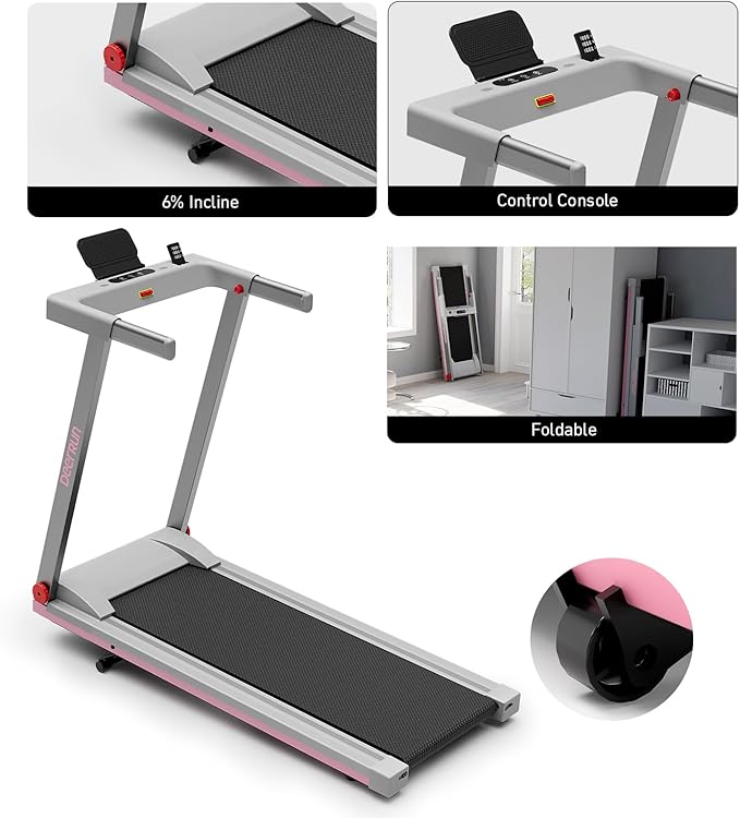 DeerRun Treadmills for Home with Incline and Handles, 3.5 HP Foldable Treadmill 350 LBS Weight Capacity for Small Spaces, Folding Running Machine with Smart APP-FlexoryFit