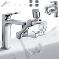 Swivel Sink Faucet Extender with 3 Axis Rotation, Butalso 3 Way Foldable Splash Filter Faucet Aerator, Kitchen/Bathroom Sink Adapter Sprayer Attachment for Gargle, Eyewash and Rinse