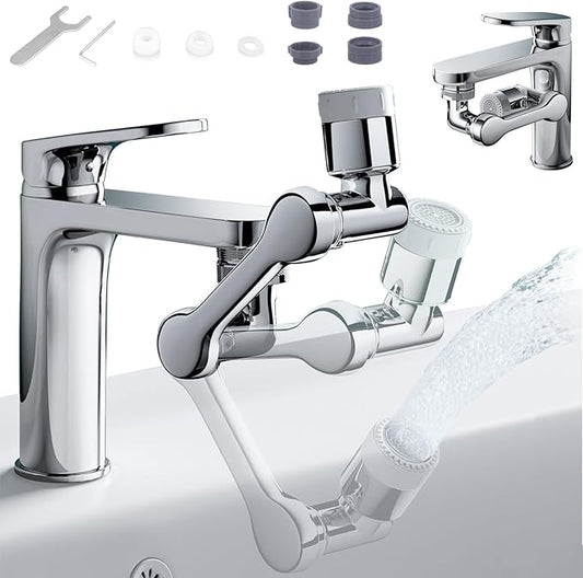 Swivel Sink Faucet Extender with 3 Axis Rotation, Butalso 3 Way Foldable Splash Filter Faucet Aerator, Kitchen/Bathroom Sink Adapter Sprayer Attachment for Gargle, Eyewash and Rinse