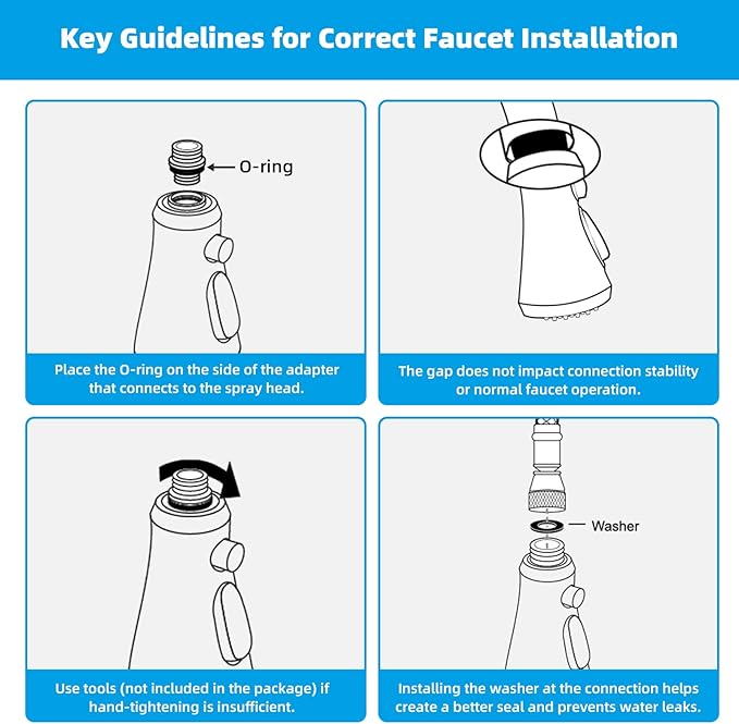 Hibbent Pull Down Kitchen Faucet Head Replacement, 3-Function NSF/ANSI/CAN 61 & CUPC Certified Sink Spray Nozzle, 15 Adapters, Compatible with Moen, Delta, Kohler Faucets, Chrome (Shiny Silver)