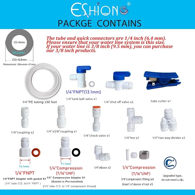 ESHIONG NSF Certified 1/4" O.D. Push to Connect Fittings - Image 2