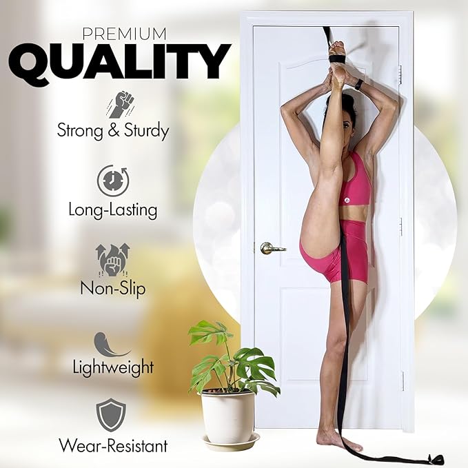 Pilates Stretching Strap with Door Anchor - Flexibility Equipment for Pilates Practitioners - Ideal for Improving Leg Flexibility, Core Stability, and Posture Alignment at Home-FlexoryFit