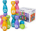 Bowling Set for Kids 2-5,Includes 10 Plastic Pins & 2 Balls, Indoor Activity Games, Birthday Gifts for Boys Girls 5-7,(Color Gift Box Packaging)