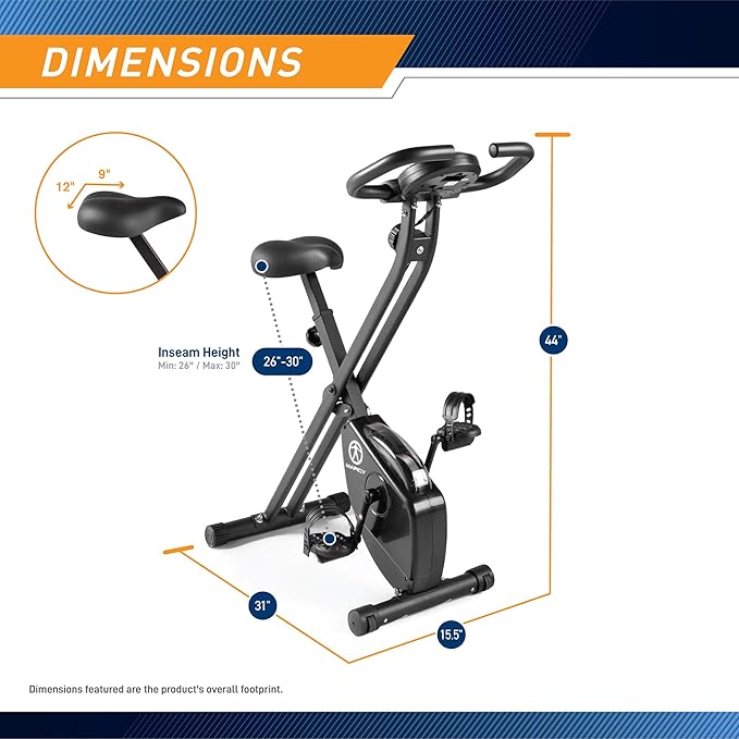 Marcy Foldable Upright Exercise Bike with Adjustable Resistance for Cardio Workout & Strength Training - Multiple Styles Available-FlexoryFit