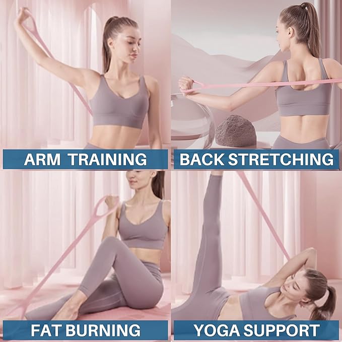 LEZER Figure 8 Resistance Band, Fitness Elastic Rope, Execrise Workout for Arm, Back, Chest and Shoulder, Yoga, Pilates, Stretching, Physical Therapy Equipment-FlexoryFit