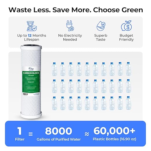 iSpring CKC1 Countertop Drinking Water Filtration System with Carbon Filter 2.5" x 10", White