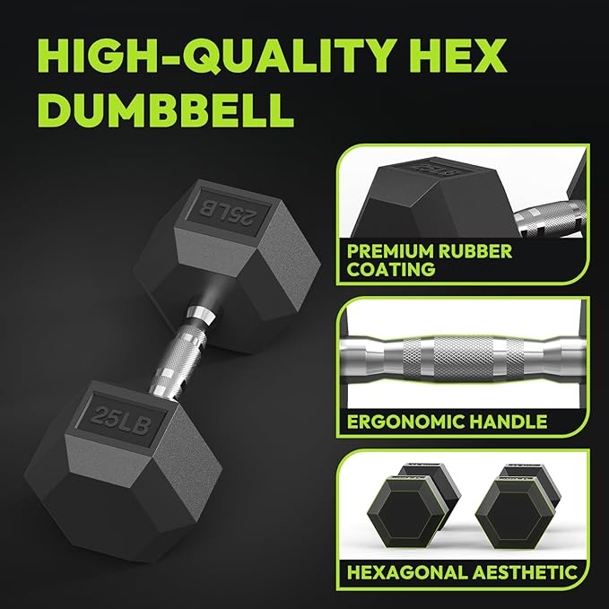 Hex Dumbbell Sets with Rack, 290-670 lb Rubber Encased Exercise & Fitness Dumbbells Set, Hand Weight for Strength Training, Weight Dumbbells-FlexoryFit