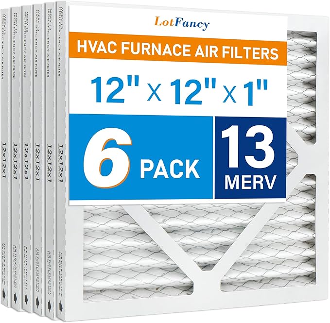 LotFancy 12x12x1 Air Filter MERV 13 Precision Defense (6-Pack) Electrotatic Pleated HVAC Furnace Filters, Replacement for Home AC & Heating Systems