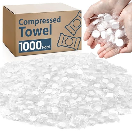 1000 PCS Compressed Towel, Mini Compressed Towel Tablets, Disposable Compressed Face Towels, Camping Towel, Portable Bulk Compressed Coin Tissues for Home, Travel, Outdoor Sports-FlexoryFit