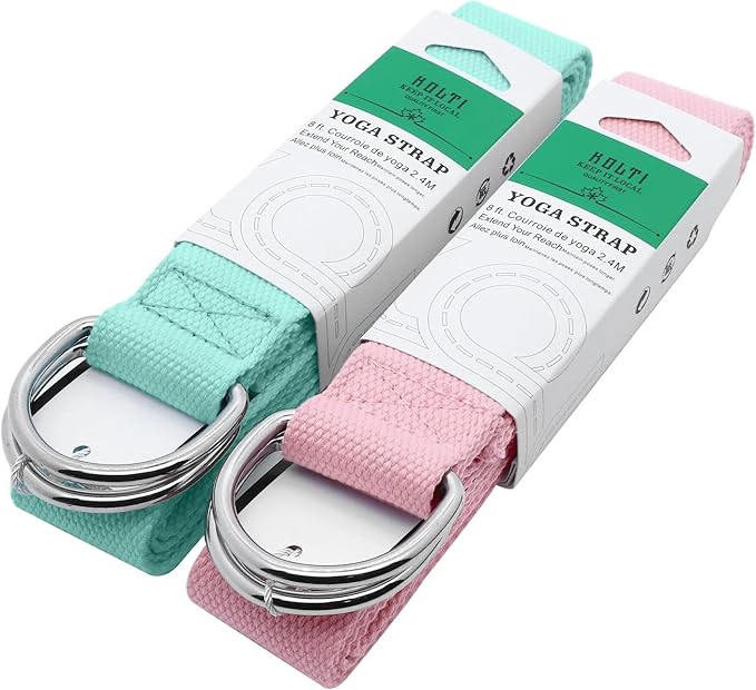 Yoga Exercise Adjustable Straps 8FT with Durable D-Ring for Pilates & Gym Workouts | Hold Poses, Stretch, Improve Flexibility & Maintain Balance-FlexoryFit