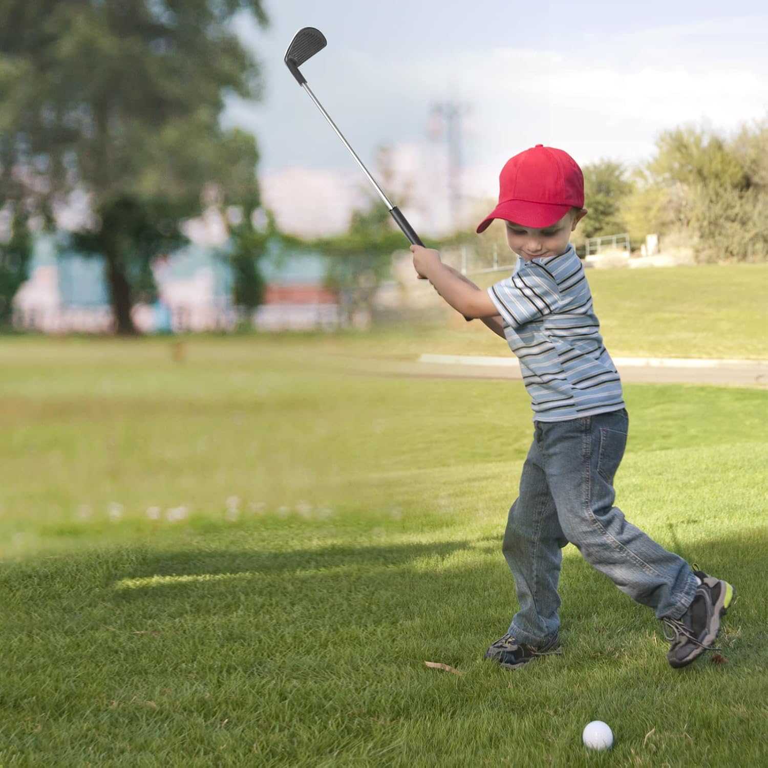 Kids Golf Set with 3 Clubs, 6 Practice Balls, Putting Cups and Flag Poles, Golf Training Kit-Only Right Hand