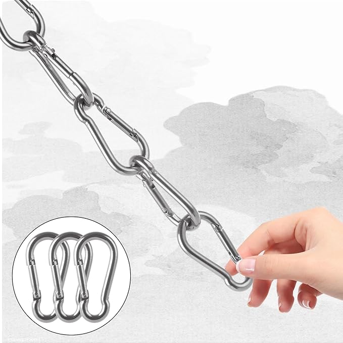 MIVIDE 20 Pack M8 x 3-1/8 inch Carabiner Clips Spring Snap Hook, 304 Stainless Steel Heavy Duty Snap Hooks Carabiner Quick Link Clip for Camping Hiking Traveling Outdoor Swing Gym, 500Lbs Capacity