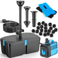 Pond Filters for Outdoor Ponds, 820 GPH Pond Filter with Fountain Pump Kits, 60W Pond Pump and Filter Kit for Koi Pond Clean, Garden Fountains, Waterfall