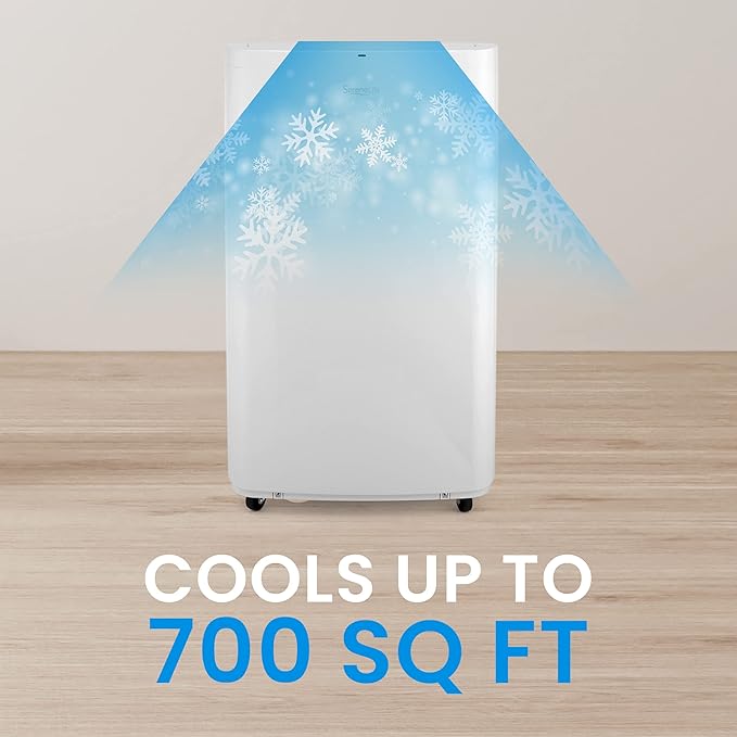 SereneLife Small Air Conditioner Portable 14,000 BTU with Built-in Dehumidifier - Portable AC unit for rooms up to 650 sq ft - Remote Control, Window Mount Exhaust Kit