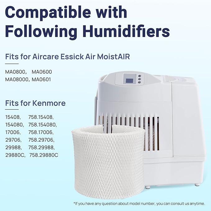 MAF2 Humidifier Filter Replacement for Aircare Esscik Air MiostAIR MA0800 MA08000 MA0600 MA0601 and Replacement for Kenmore 15408, 4 Pack