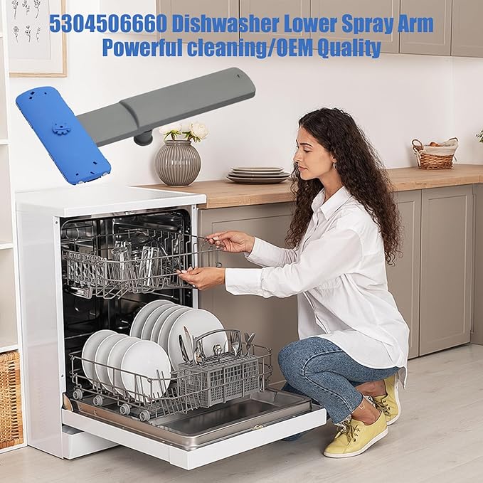5304506660 Dishwashers Lower Wash Arm with 154294101, 154252701 Assembly for Frigidaire Dishwashers Spray Arm Replaces 5304496886 5304506532 5304507040 154830303