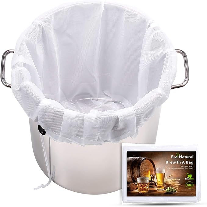 Brew Bags Reusable 3 Pack, Extra Large 26"x22" Fine Mesh Strainer Bag for Home Brewing Hops Grains Wine Beer Making Drawstring Straining Brew in a Bag