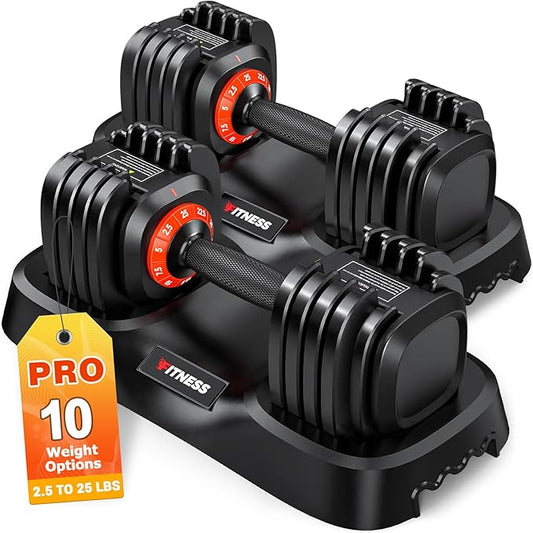 Adjustable Dumbbells Set of 2, 1 Hand Adjustable Weights Dumbbells Set, 5 in 1/10 in 1 Free Dumbbell with Anti-Slip Texture Handle, 25/55/80lb Pair Weight Set For Home Gym Suit both Men and Women-FlexoryFit