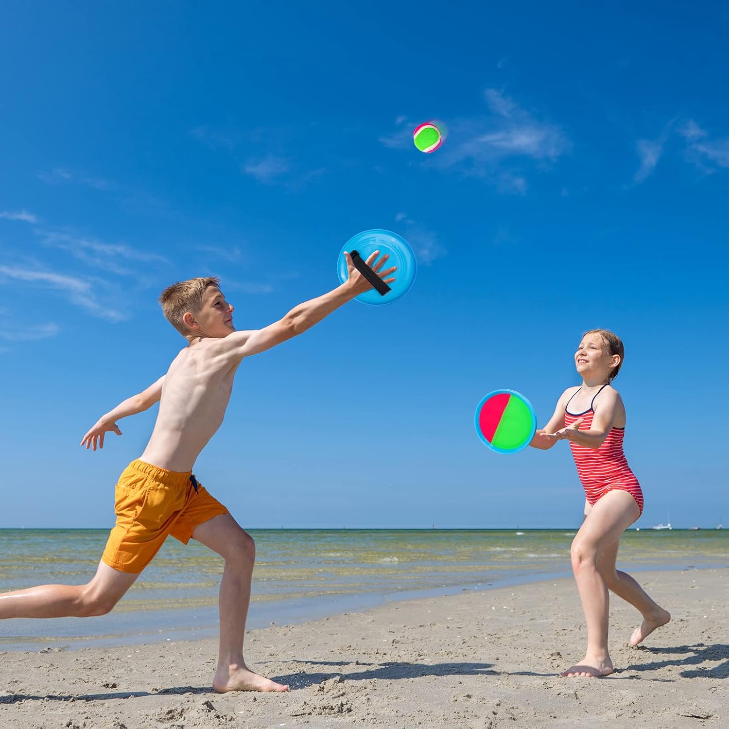 Ayeboovi Toss and Catch Paddle Ball Game Outdoor Beach Pool Sand Toys Outside Lawn Yard Games for 3 4 5 6 7 8 9 10 11 12 Year Olds Girls Boys Toys Birthday Gift (2 Paddles 2 Balls)