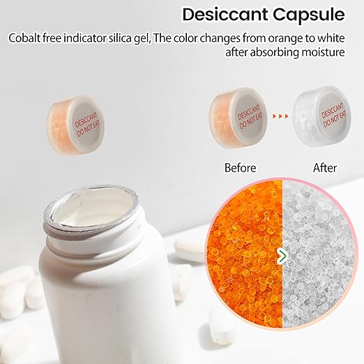 1 Gram 250 Pack Desiccant Packs Food Grade, Silica Gel Capsule with Indicating Silica Gel Beads (Orange to White), Moisture Absorber Packets Silica Gel Packets