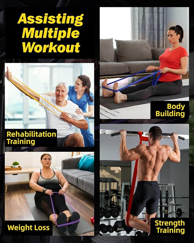 Zacro Resistance Bands, 6 Resistance Levels Pull Up Assistance Bands, Exercise Bands for Men&Women, Heavy Duty Resistance Band Set with Door Anchor, for Working Out, Muscle Training, Physical Therapy-FlexoryFit