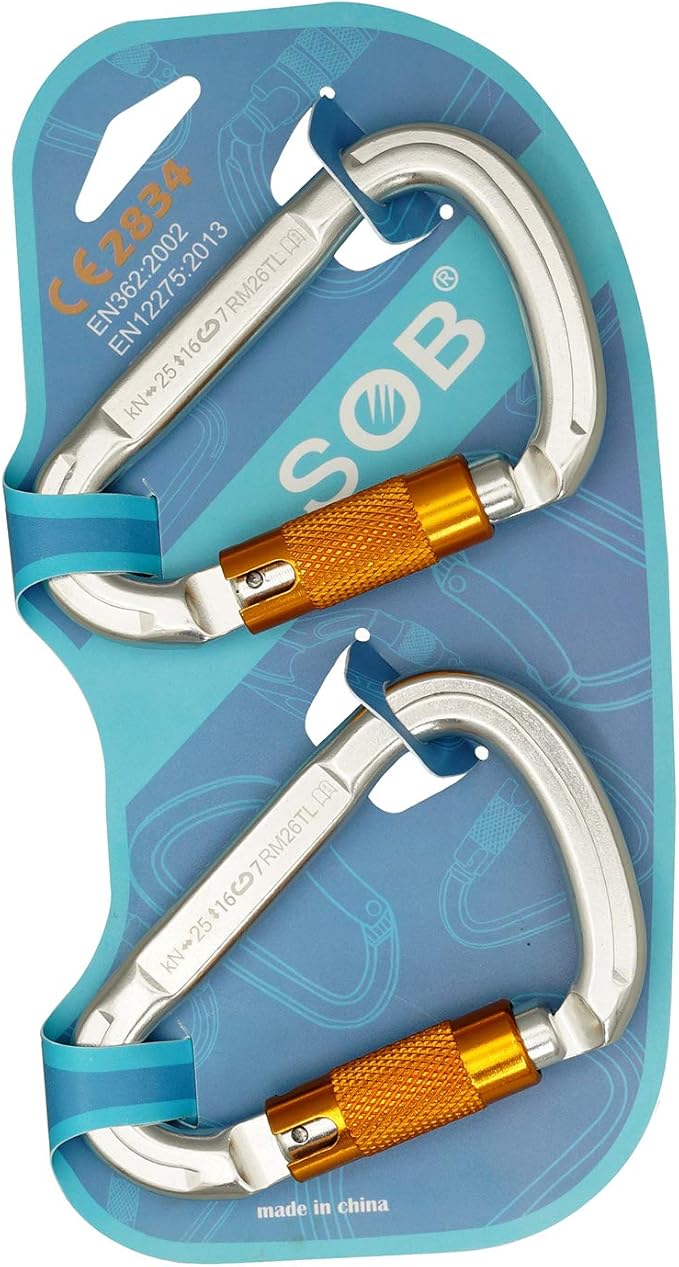 SOB Auto Locking Climbing Carabiner Clips,Heavy Duty Asymmetrical Carabiner Connector Used for Rappelling Gear Rescue Outdoor Projects Dog Leash