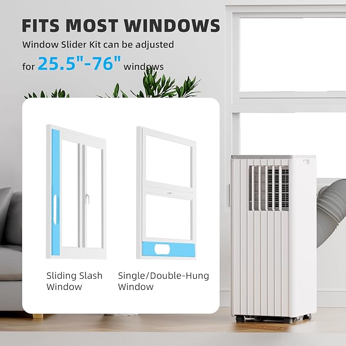 8,000 BTU Portable Air Conditioner, Portable AC Unit with Built-in Dehumidifier and Cooling Fan for Room up to 350 sq.ft., 24 Hour Timer & Remote Control & Window Mount Kit, White