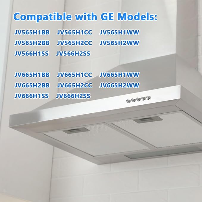 2Pcs WB02X11012 Range Hood Grease Filter 17.5 x 11.6 x 0.35 inches Compatible with GE Range Hood JV565H1BB JV566H1SS JV665H1BB JV666H1SS