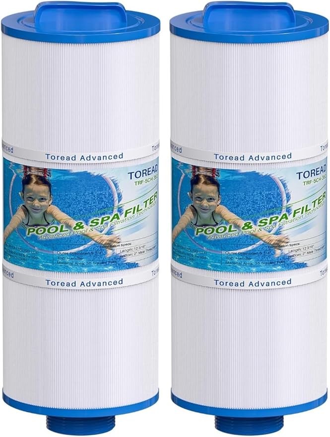 TOREAD 5CH-352 Spa Filter Replaces PPM35SC-F2M, Marquis Spa 20042, 20092, 70-0240, 370-0242, 370-0243, Filbur FC-0196, 2" Male Thread/MPT Hot Tub Filter, 2 Pack