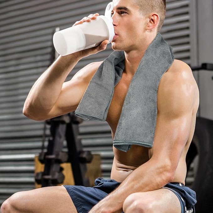 Orighty Gym Towels, Highly Absorbent Sweat Towels, Soft and Quick Drying Gym Towel for Daily Use, Multi-Purpose Towel for Sport, Salon, Spa, Hotel, 16 x 27 Inch, Grey, 3 Pack-FlexoryFit