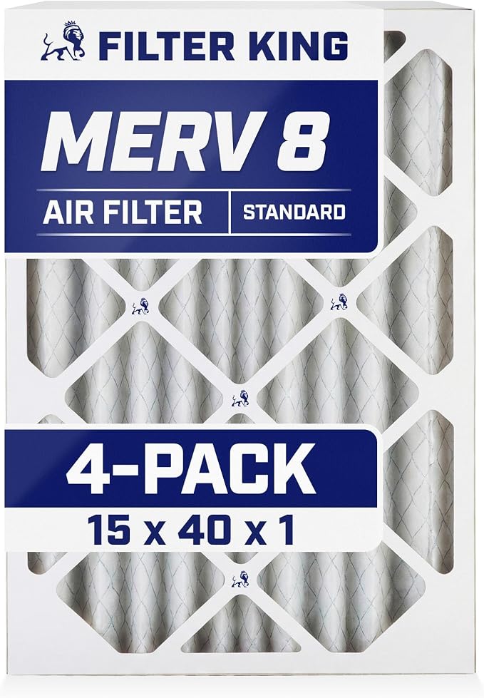 Filter King 15x40x1 Air Filter | 4-PACK | MERV 8 HVAC Pleated A/C Furnace by FilterKing