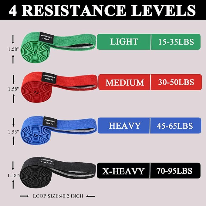 Fabric Resistance Bands for Working Out, 3 and 4 Levels Booty Bands Long Resistance Bands for Women and Men | Elastic Bands for Exercise Bands Resistance Workout Bands Resistance-FlexoryFit