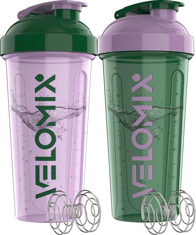 '-2 Pack- 28 oz Protein Shaker Bottles for Protein Mixes - 2x Wire Whisk | Leak Proof Shaker Cups for Protein Shakes | Protein Shaker Bottle Pack (Flower Set)-FlexoryFit