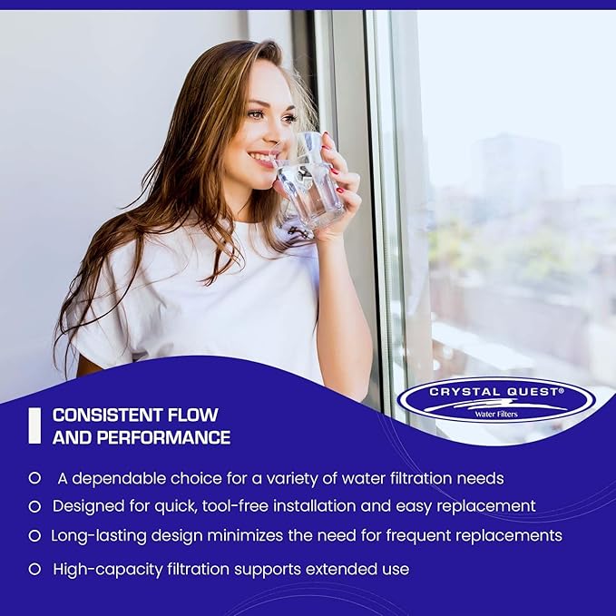 Crystal Quest Lead Water Filter Cartridge – Advanced Lead & Cyst Filtration, Durable PP Build, Steady Flow, Easy Installation, Long-Lasting Use, Fit for Crystal Quest Systems - 2-7/8" x 9-3/4"