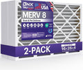 BNX TruFilter 16x25x4 (15.5’’ x 24.5’’ x 3.63‘’ Slim Fit) MERV 8 Air Filter 2-Pack - MADE IN USA - Air Conditioner Furnace Filters HVAC AC Furnace Filters for Dust, Pet, Mold, Pollen MPR 600-700 FPR 5