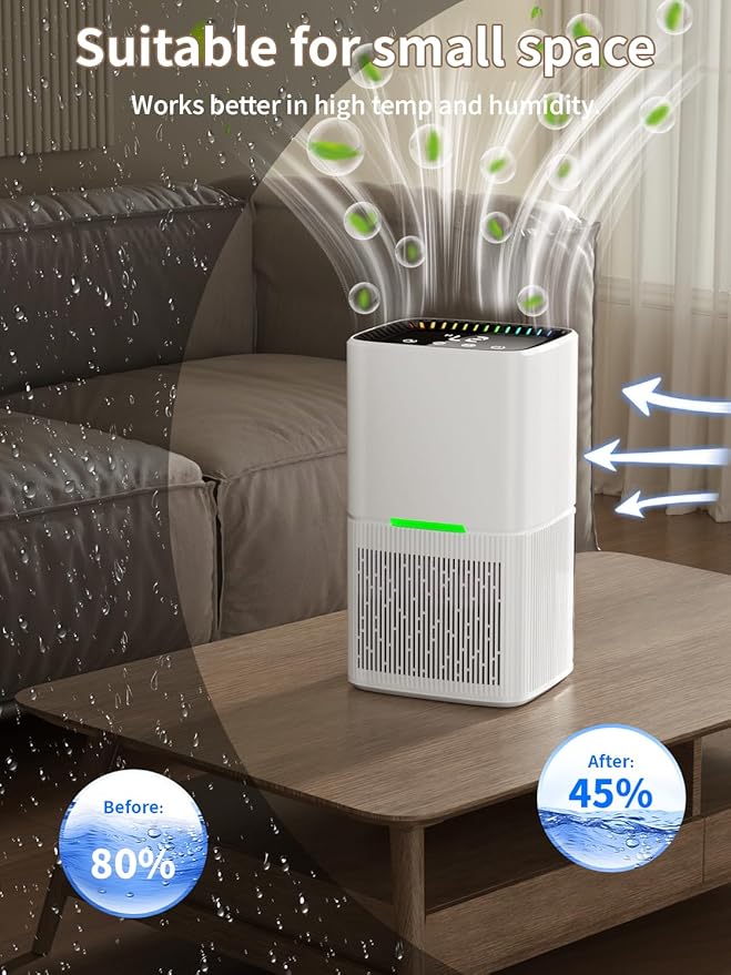Ultra Quiet Dehumidifier for Home, 35 Pint Moisture Removal with Auto Shut-Off - Compact Air Dryer for Bedroom, Basement, Small Spaces