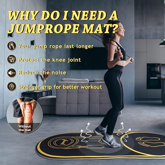 Jump Rope Mat 63"x27" Exercise Fitness, Non-Slip Indoor Outdoor Crossrope Mat, 6mm Thick High-Density Workout Jumping Pad for Home Gym Flooring and Concrete-FlexoryFit