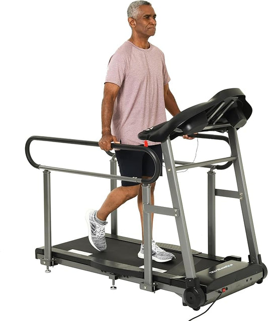 Senior Fitness Treadmill, 400 lb Capacity, Safe Design with Full-Length Rails, Low Step-Up Height, 0.2–4 MPH Motorized Walking Treadmill for Elderly, Recovery & Home Exercise-FlexoryFit