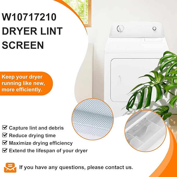 W10717210 W11607443 Dryer Lint Screen Filter Replacement Compatible for Whir.lpool/Ken.more/May.tag etc Replaces WPW10717210,AP6023930,8557882,PS11757278,8559787,W10641634,8558463,8558459 by MIFLUS