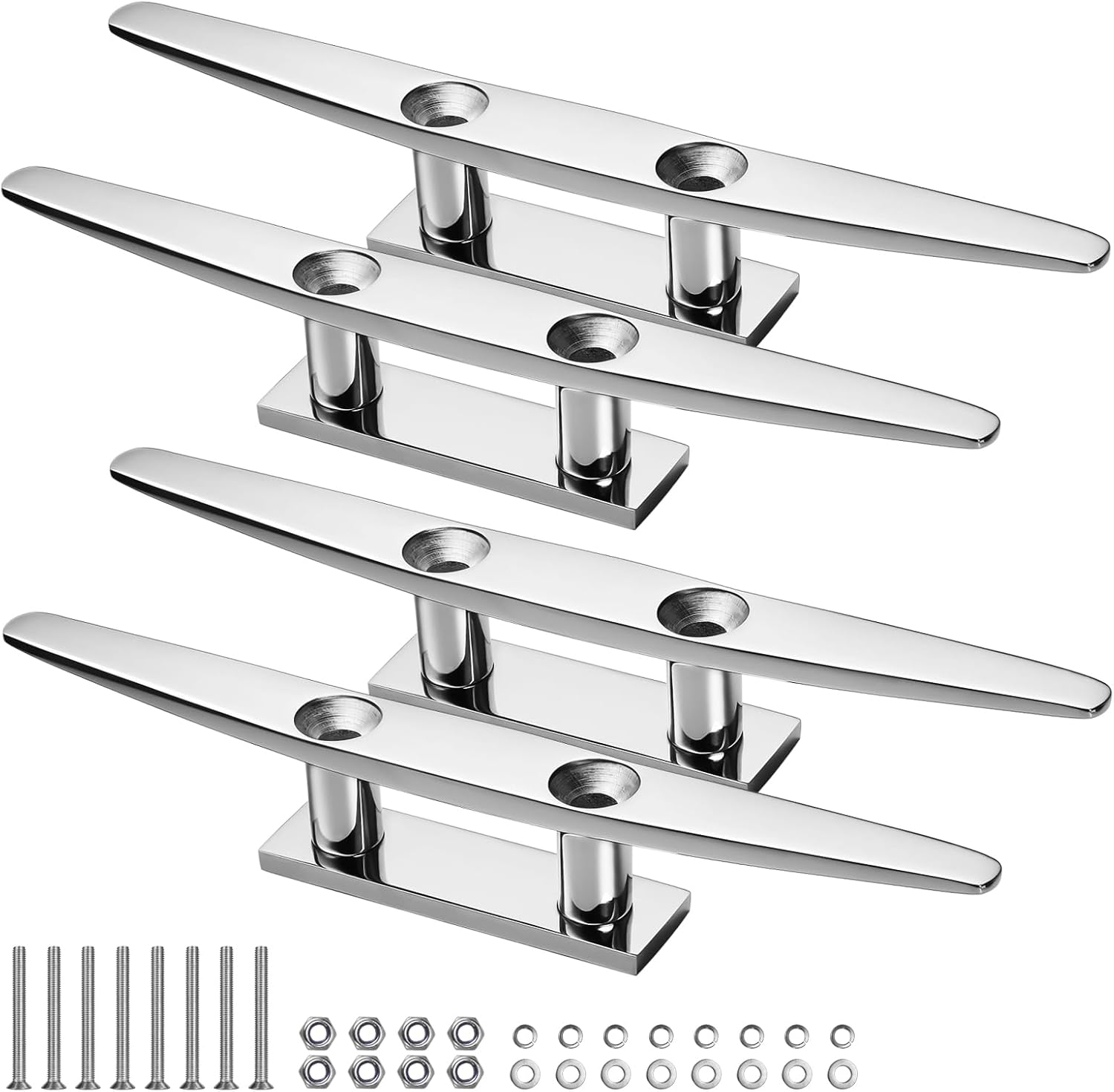 Boat Cleats Marine Grade 316 Stainless Steel Boat Mooring Cleat Pack of 4, Installation Accessories Included