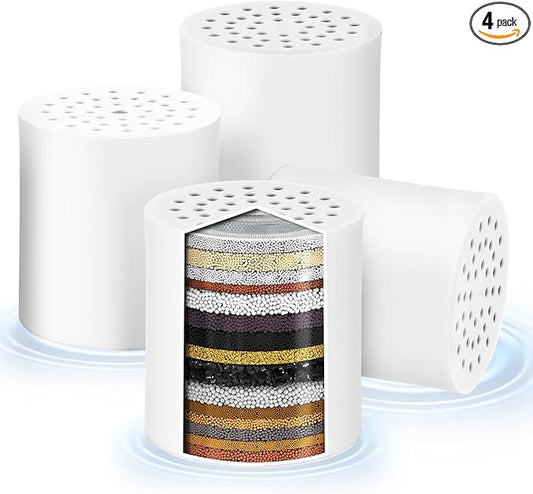 Cenipar 20 Stage Shower Filter Replacement Shower Cartridge Filter, Shower Head Filter Refill with Vitamin C Shower Head Replacement Filter for Hard Water 4 Pack