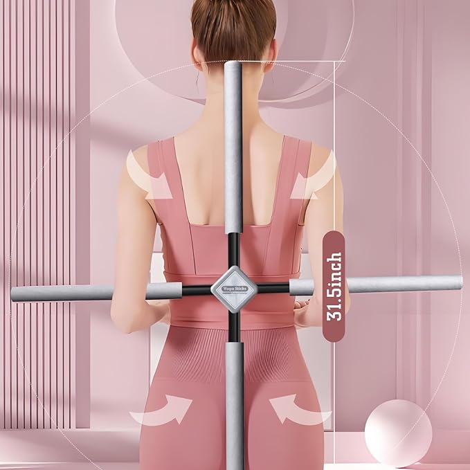 Back Straightener Posture Corrector|Yoga Stick Stretching Tool for Women and Men|Portable Posture Corrector Pole,Stretch Mobility Stick, Physical Workout Exercise Dowel-FlexoryFit