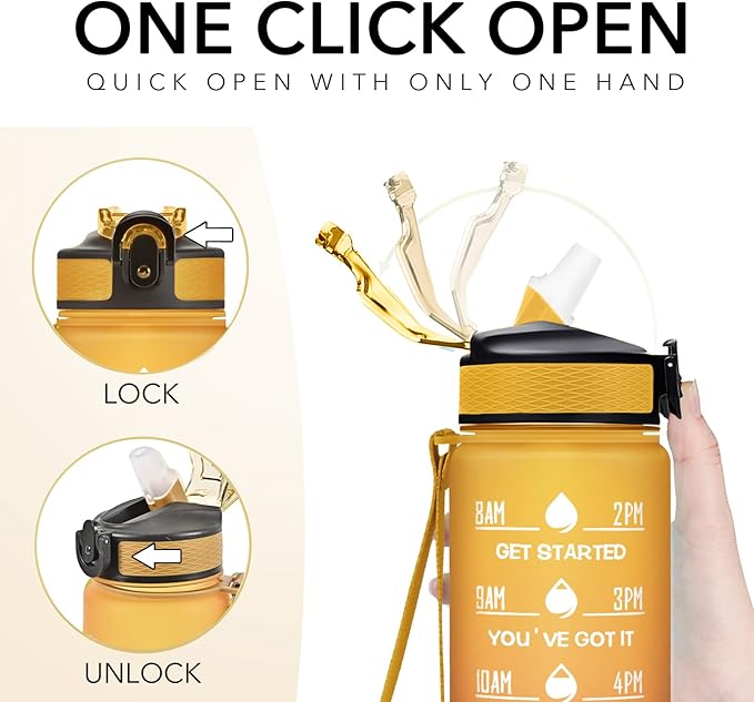Hyeta 32 oz Water Bottles with Times to Drink and Straw, Motivational Water Bottle with Time Marker, Leakproof, Drinking Sports Water Bottle for Fitness, Gym and Outdoor-FlexoryFit