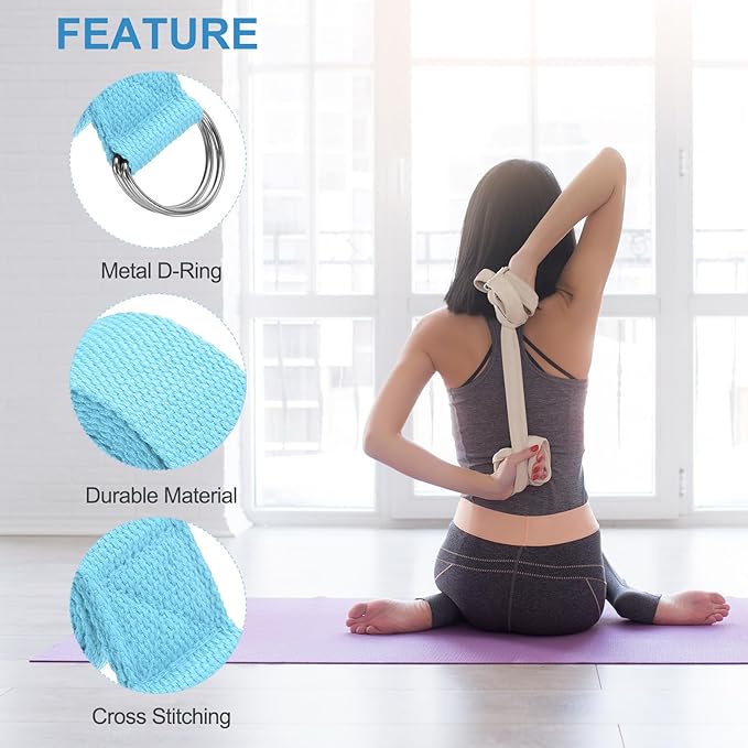 PATIKIL Yoga Strap for Stretching Cotton Yoga Belt with Adjustable Metal D-Ring Buckle Stretch Band for Fitness Pilates-FlexoryFit