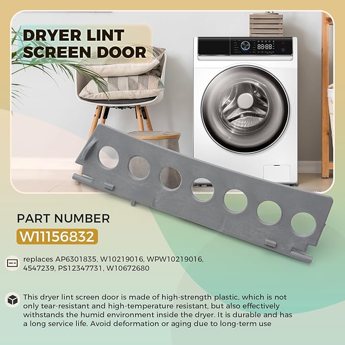 W11156832 Dryer Lint Screen Door Fits for Whirlpool Amana KitchenAid Maytag Jenn-Air Admiral Dryer, Dryer Inlet Cover Replacce WPW10219016 W10219016, 2 Pack