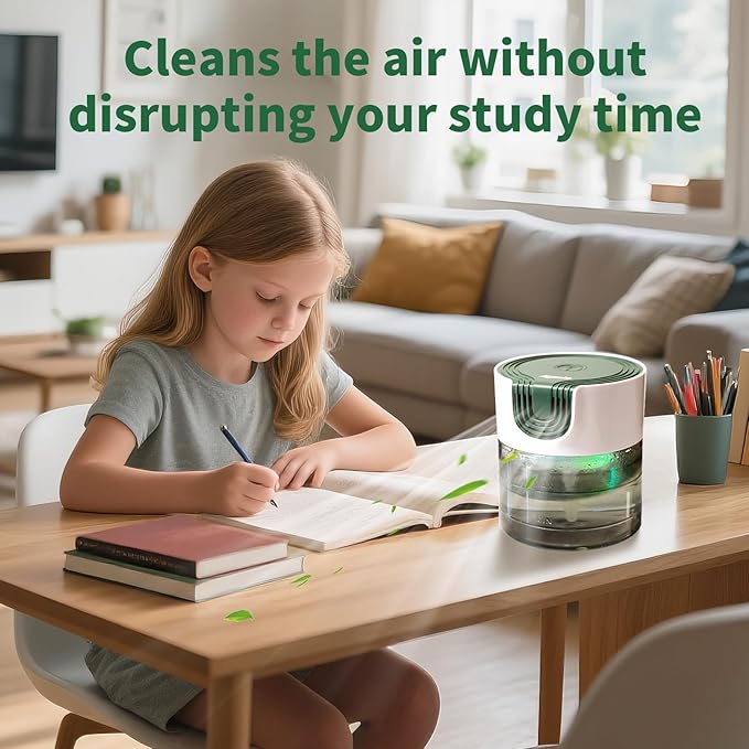 Aozale Water Air Purifier for Home, Quiet Variable Speed Water-Based Air Purifiers with LED Night Light, Essential Oil Aroma Diffuser, Humidifier & Freshener - for Home Pets Odors, Smoke (Green)